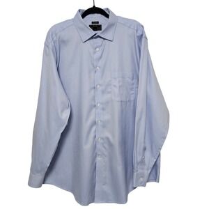 J.S.A.Bank Reserve Blue Herringbone Egyptian Cotton Dress Shirt 18-37 Officecore